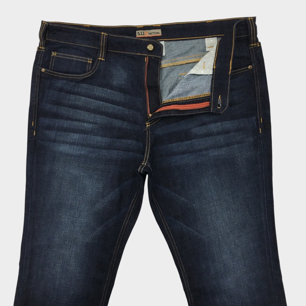 5.11 Tactical Defender-Flex Jeans Mens 40x32 Dark Wash Indigo Straight Leg Denim